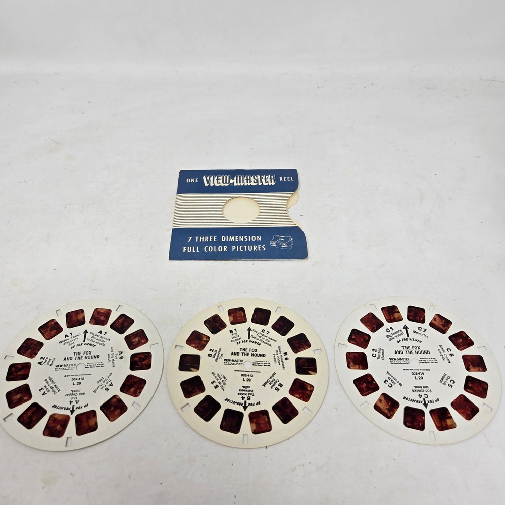 Vintage View-Master Disney The Fox and the Hound 3 Reel Set 1980 002-412 L29